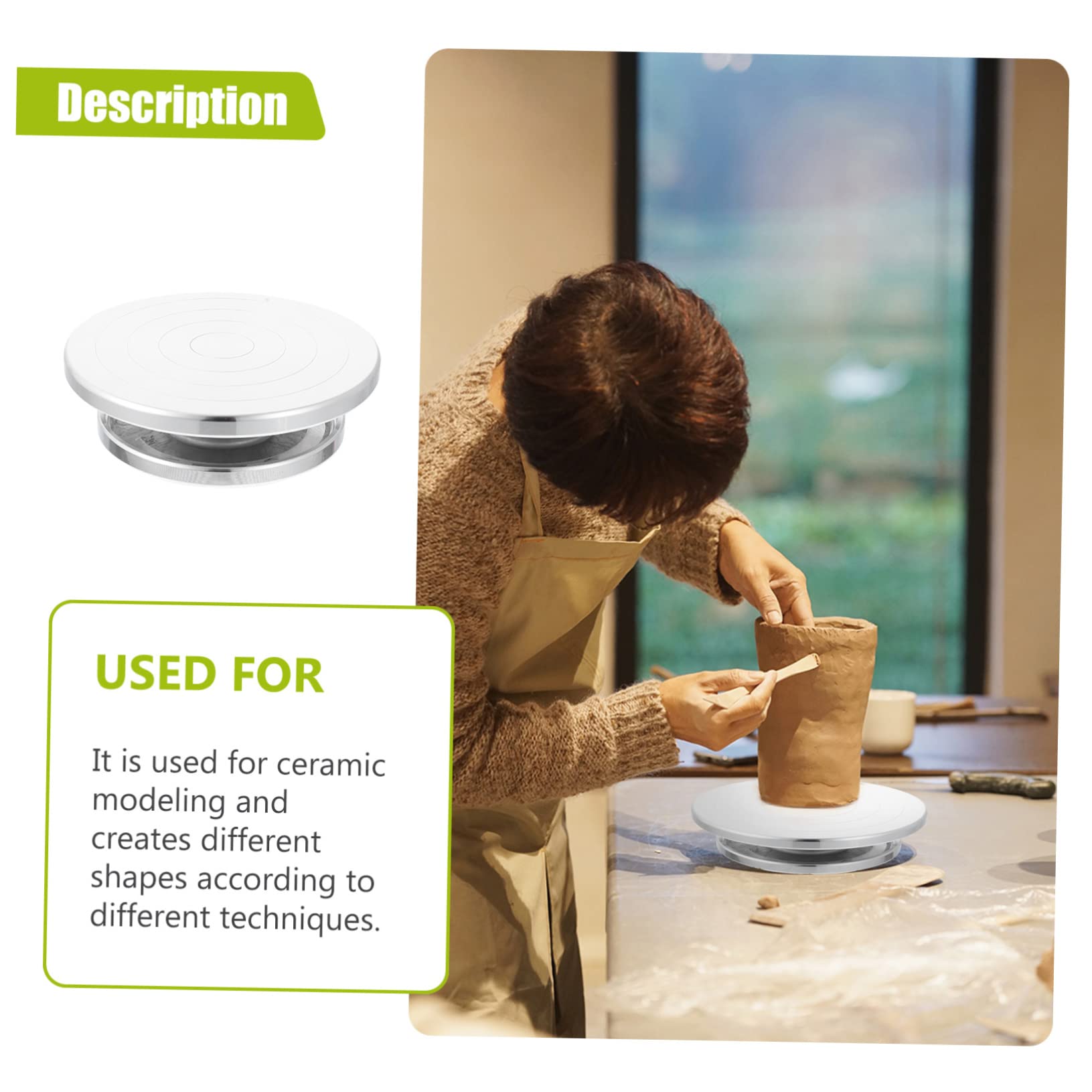 Housoutil Plato Giratorio Superficie Plana y Rotación Suave de Aleación de Aluminio para Cerámica Rueda para Esculpir Arcilla Adecuado para Manualidades de Arcilla