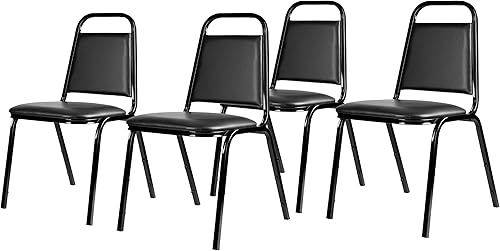 Miniatura 6 de OEF Furnishings OEF9100 Series - Sillas de banquete de alta calidad (4 unidades, vinilo, negro pantera, marco negro)