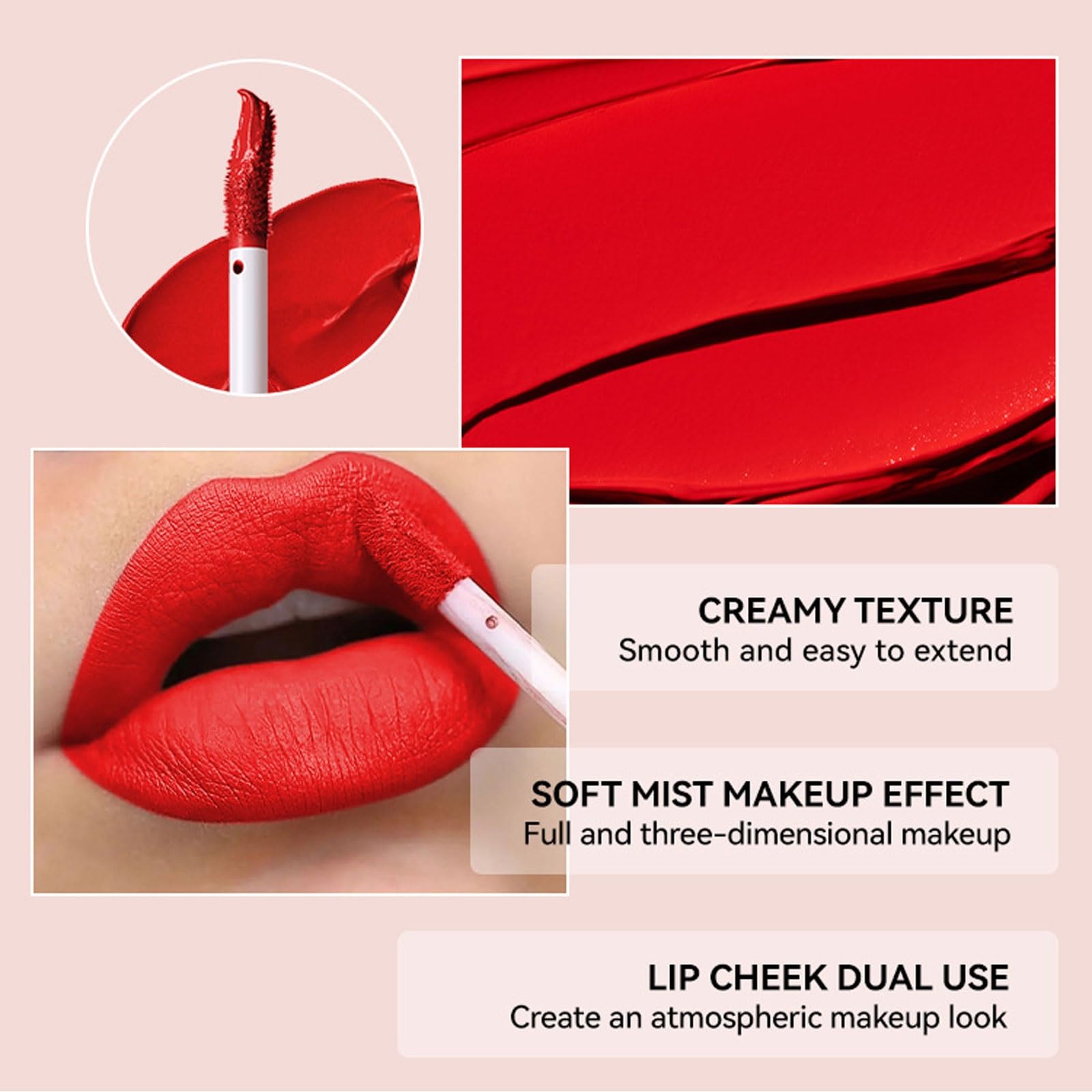 Juego de maquillaje de lápiz labial líquido mate, 3 piezas de larga duración, a prueba de manchas, alta pigmentación, aterciopelado, nude, rojo, tinte de labios, juegos de regalo para niñas y 4
