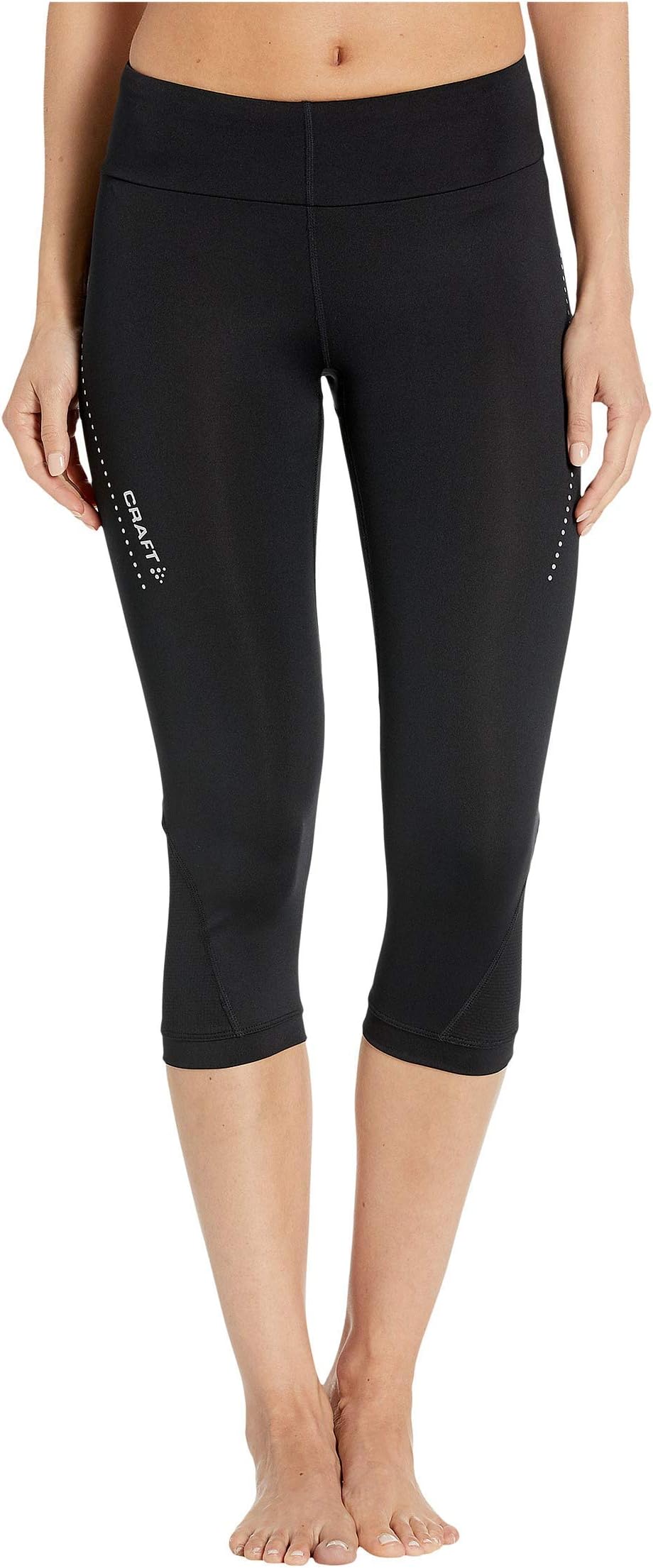 Craft Women's Essential Running and Training Fitness Workout Reflective with Mesh Yoke Back Capri Pants