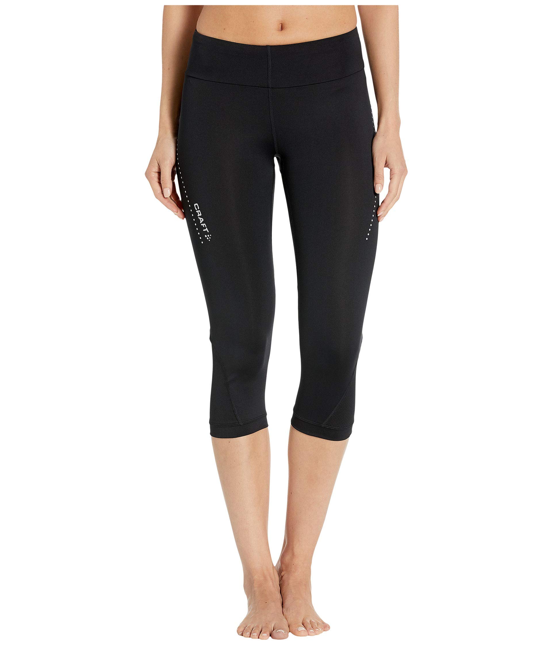 Craft Women's Essential Running and Training Fitness Workout Reflective with Mesh Yoke Back Capri Pants