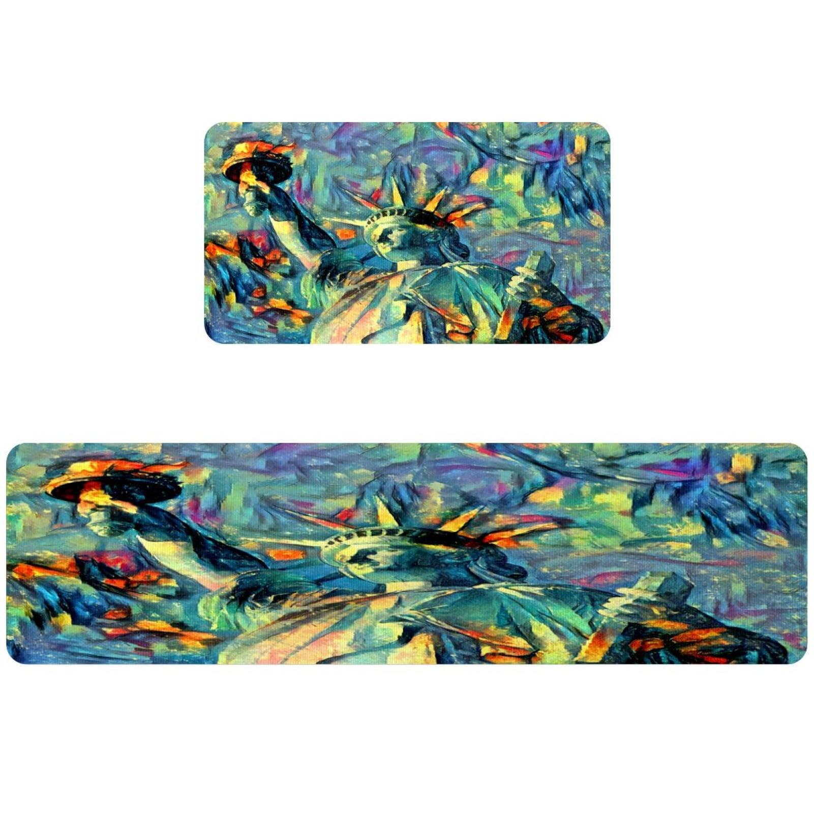 Alfombrillas de cocina VAPOKF pintura al óleo Estatua de la Libertad tapices lavables