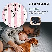 Vista 34 de Quartz Wooden Round Wall Clocks Barn Red Wood Clock Rustic Red Clocks for Farmhouse Decor Silent Wall Clock Modern Wall Hanging Wooden Clock for