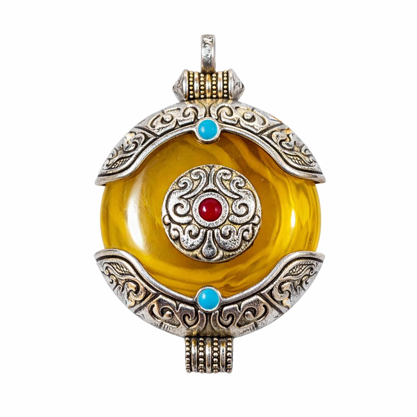 Collana Donna Tibetana – Pendente Ambra – Amuleto Spirituale Boho – Gioielli Etnici Artigianali – Pietra Nascita Novembre – Regalo Femminile