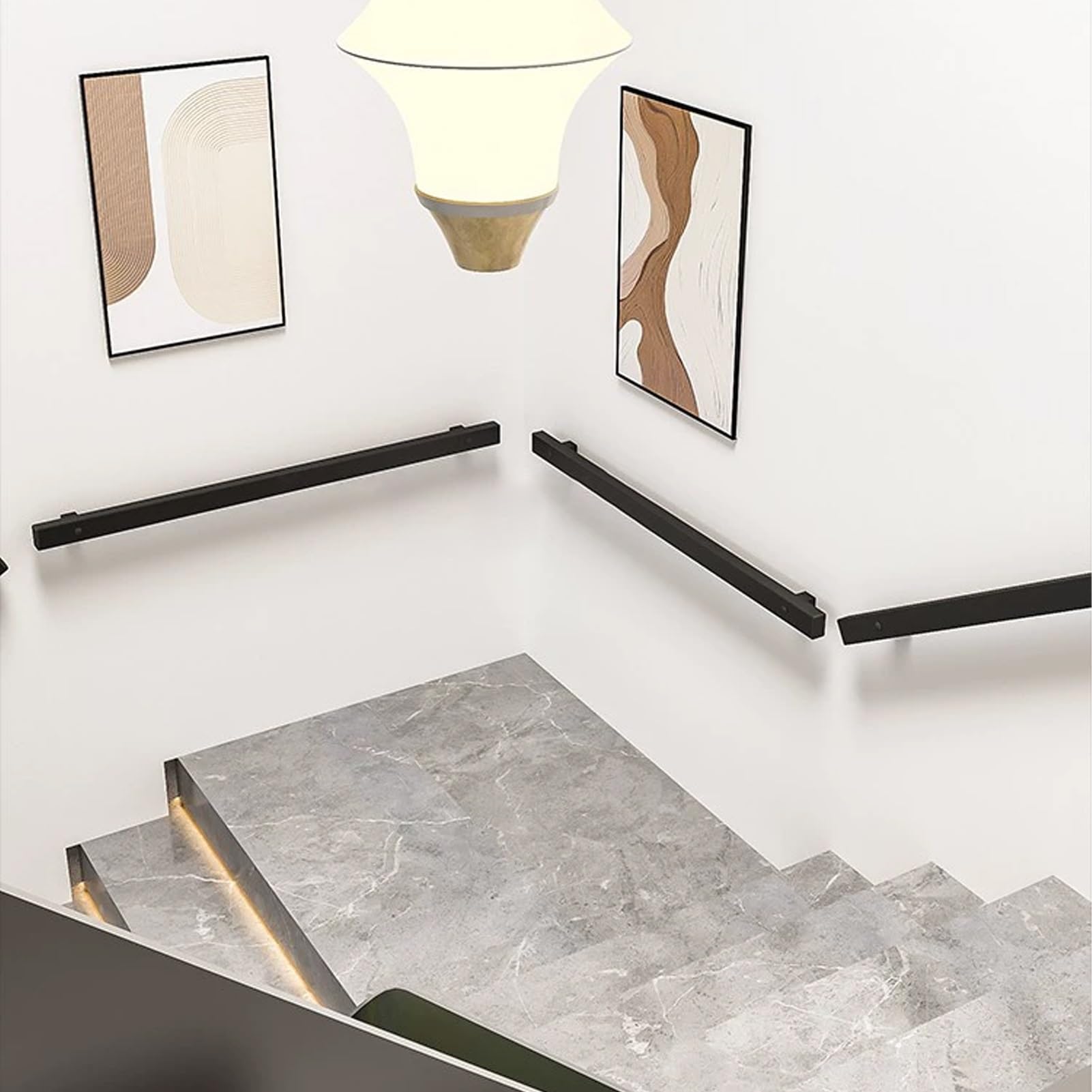 Rampe de sécurité en métal noir avec tige de support mural pour escalier