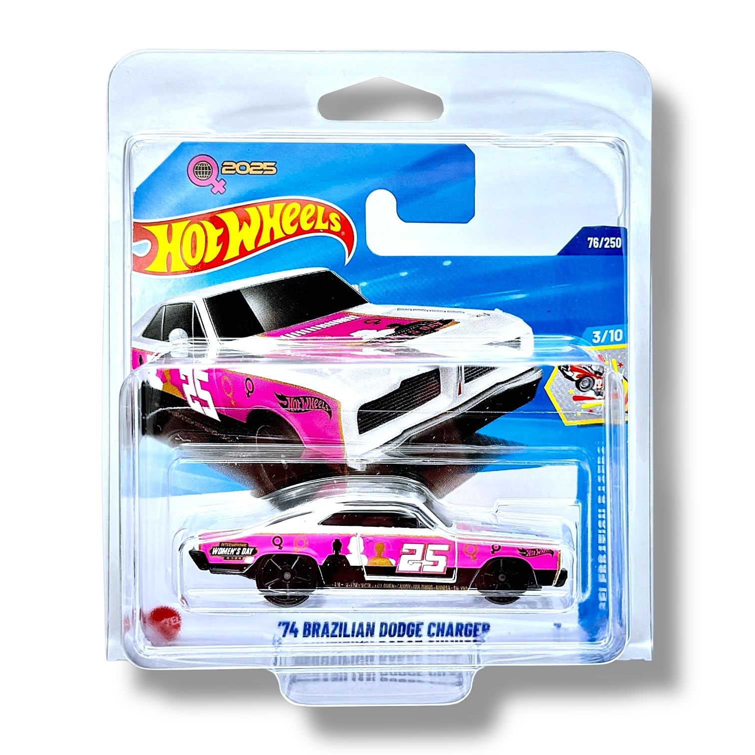 Hot Wheels '74 Brazilian Dodge Charger (White, Pink & Black (World Womens Day 2025)) 3/10 HW Celebration Racers
