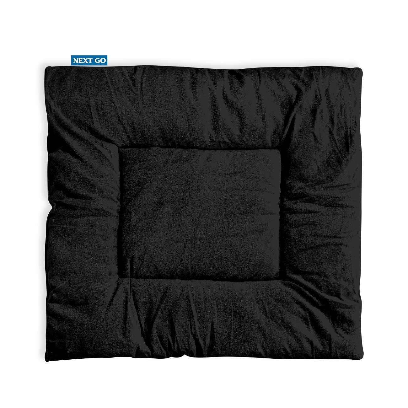 NEXTGO Floor Mat Puja Aasan 2Feet x 2Feet | Velvet Makhmal Fabric Microfiber Filling Floor Aasan for Dinner, Puja, Meditation, Garden, Yoga Mat for Home Office Ghar | Pack of 1 Jat Black