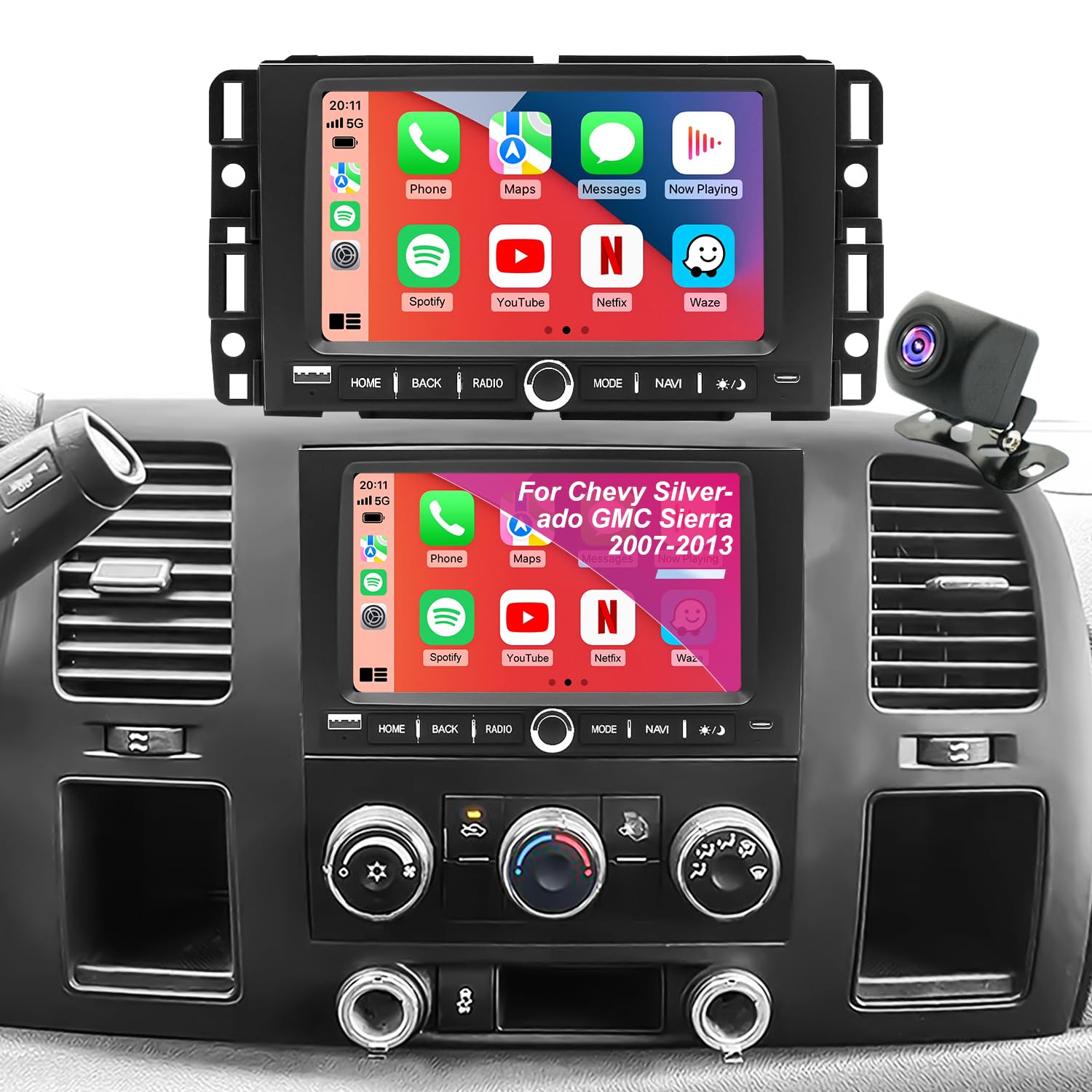 Photo 1 of 5GWiFi Radio for Chevrolet Chevy Silverado 2007-2013 GMC Sierra, Express 2013-2025, Savana 2008-2025,Impala 7inch Touch Screen Stereo Head Unit with CarPlay Android Auto Bluetooth GPS FM Backup Camera