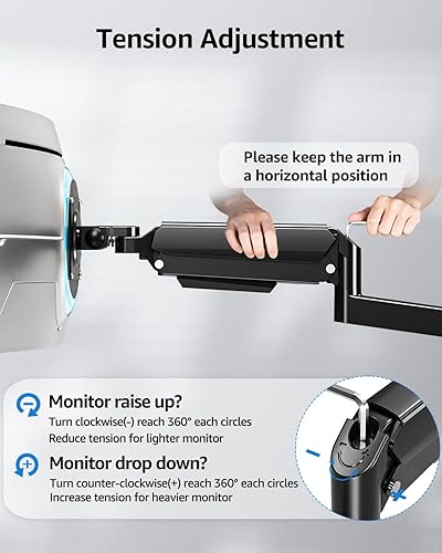 Miniatura 5 de MOUNTUP Soporte de pared para monitor para pantallas de 49, 45, 43, 40, 35, 32, 27 y 24 pulgadas, soporte para monitor de pared de alta resistencia,