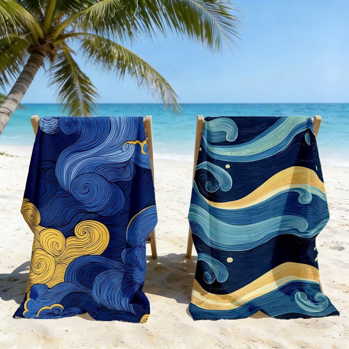 Toalla Playa 100x200 cm, Toalla Gimnasio Microfibra Secado Rapido, Juego de 2 Antiarena Toallas de Playa, Ligera Compacta Toallas Microfibra Grande para Viaje, Regalo Hombre Regalo Mujer (Nube) -5071