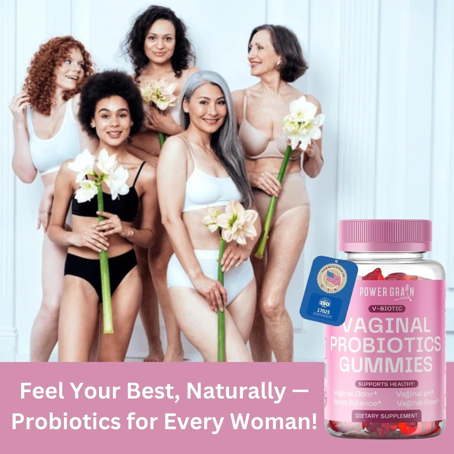 Vaginal Probiotics Gummies for Women – 5 Billion CFUs – pH Balance & Vaginal Health Support – Prebiotics & Digestive Enzymes – Supports Vaginal Flora & Odor Control – 60 Gummies