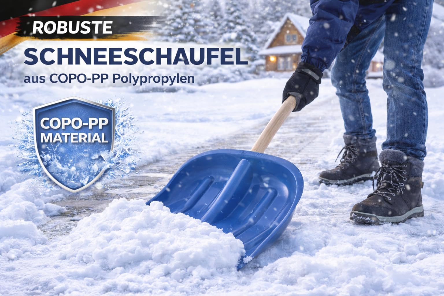 COSTWAY Schneeschaufel Mit Hilfsgriff, 135cm Langer