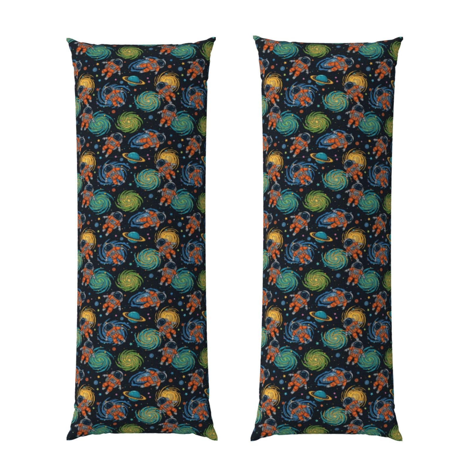 Body Pillow Cover 20x60 Inch, Space Funny Astronauts, Plush Velvet Long Pillowcase with Zipper, Softffy Rectangular Case for Couch Bed Hotel Decor