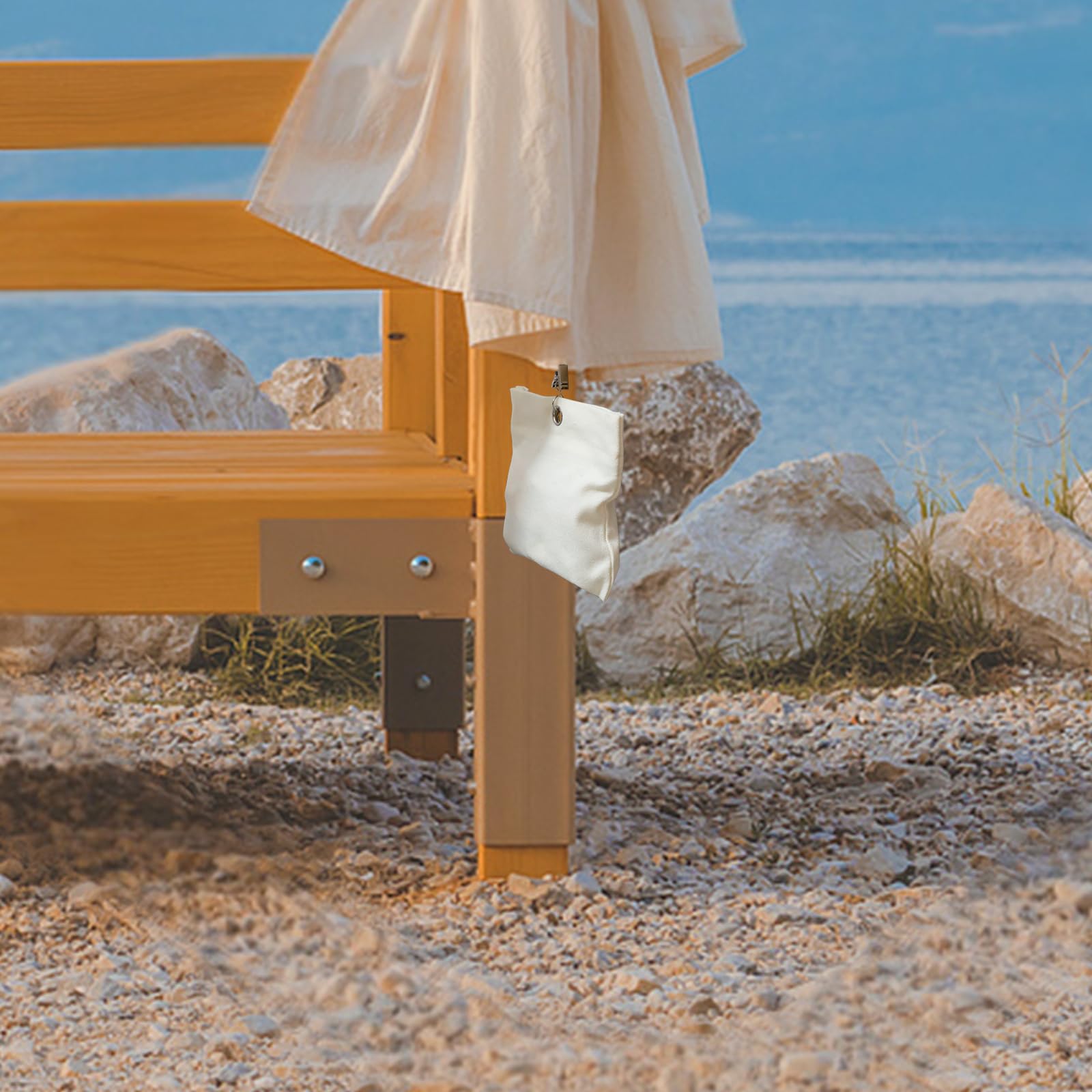 Yitexin 12 pezzi pesi per tende da esterno beige, 12,5 x 15 cm, pesi per tende con clip in acciaio inossidabile, sacchi di sabbia per patio venti forti tende esterne cabina gazebo pergola (Beige)