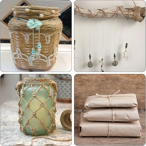 Miniatura 100 de Munzong - Cuerda de algodón de macramé de 0.197 in x 109 yardas, 4 hebras, cuerda de algodón torcida natural hecha a mano color verde oscuro de 4