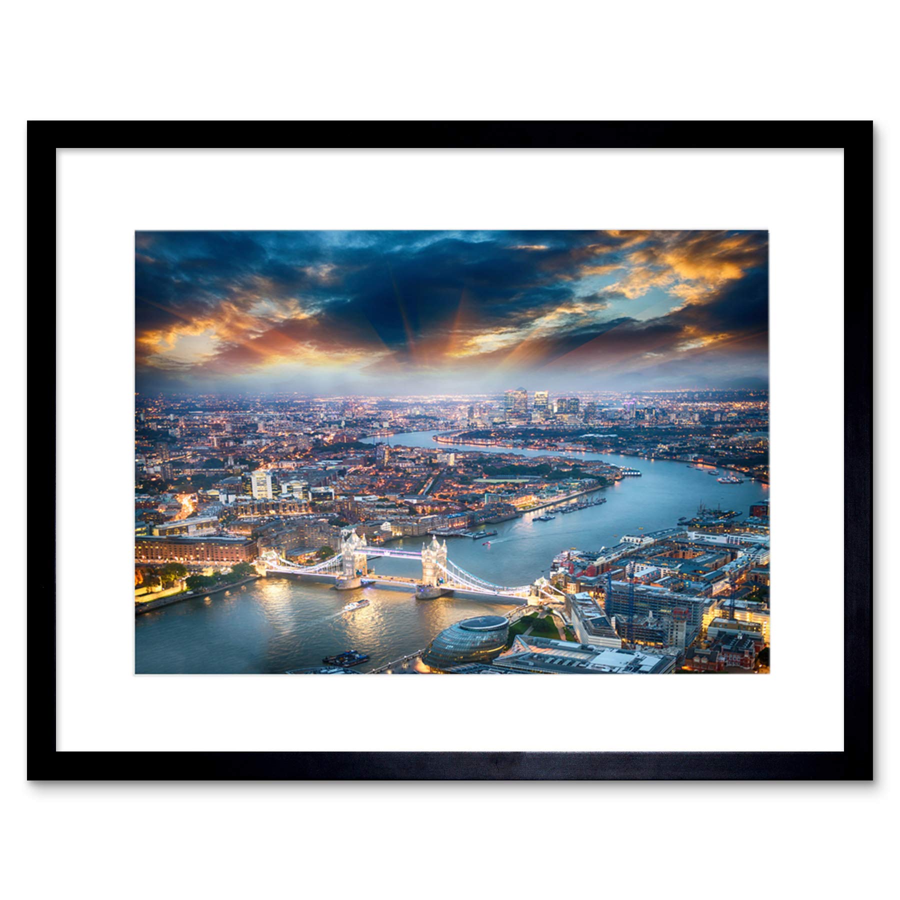 Wee Blue Coo Photo Cityscape Composition Aerial View London Thames Framed Wall Art Print