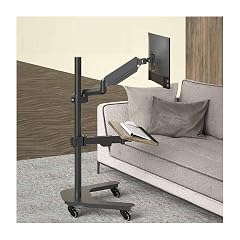 Universal Laptop Raised Stand for Standing Sitting Mode Floor Laptop Stand with Keyboard Tray Portable Computer Workstations Coffe