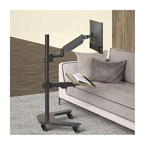 Universal Laptop Raised Stand for Standing Sitting Mode Floor Laptop Stand with Keyboard Tray Portable Computer Workstations Coffe