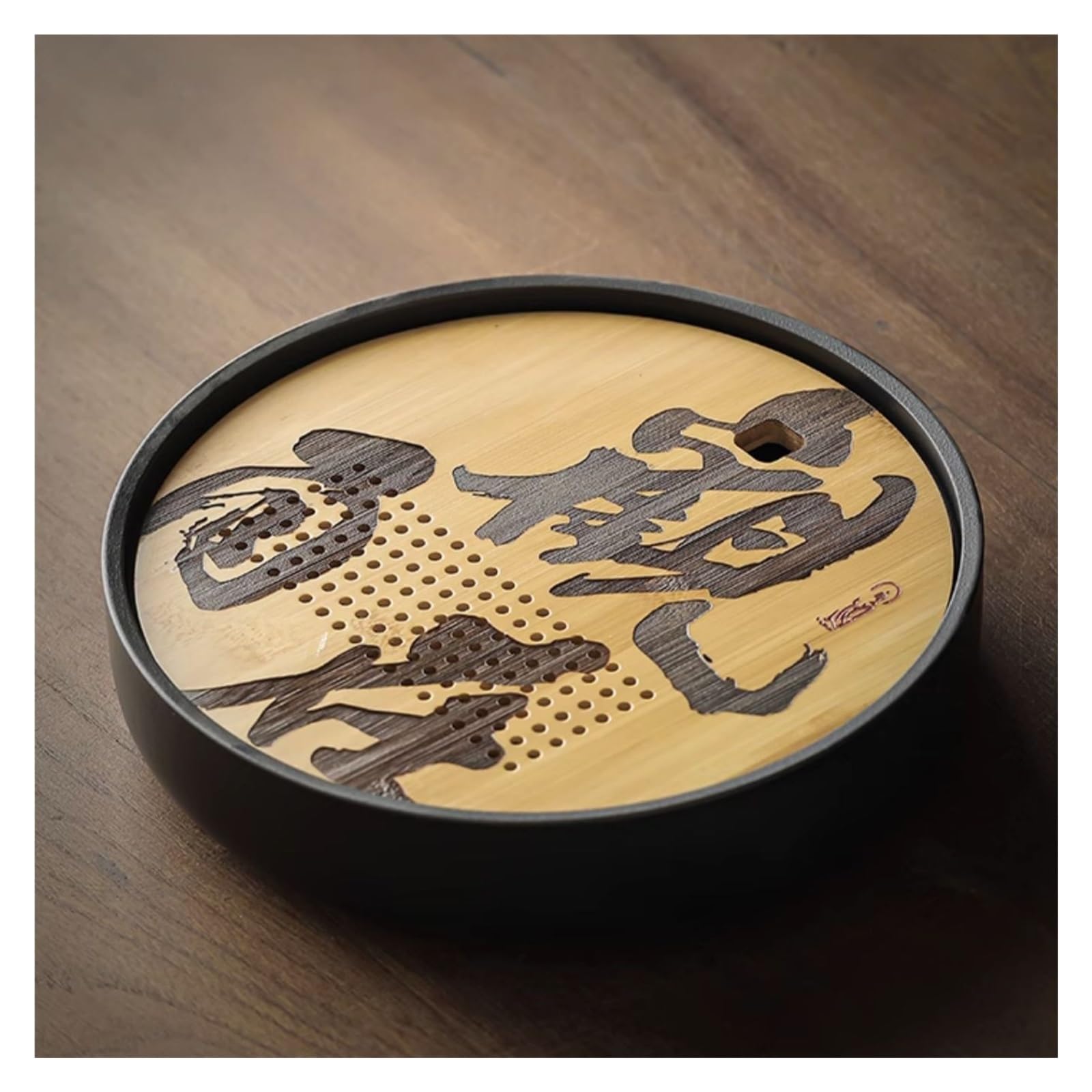 Bandeja de té de la tarde, juego de té de cerámica, bandeja de té china, bandeja de drenaje para almacenamiento de agua, bandeja redonda para té de Kung Fu, bandeja para taza de té para el hogar, ju
