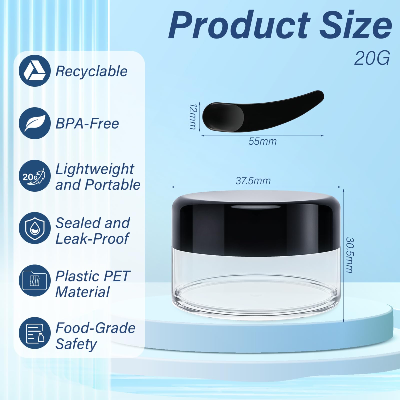 Zikenis 12 Pezzi Contenitori Cosmetici, 20ml Contenitori per Crema con Copertina e 4 Raschietto, Vuoti Trasparenti Vasetti Plastica Cosmetico per Crema, Lozione, Balsamo per Labbra, Cosmetici Homemade