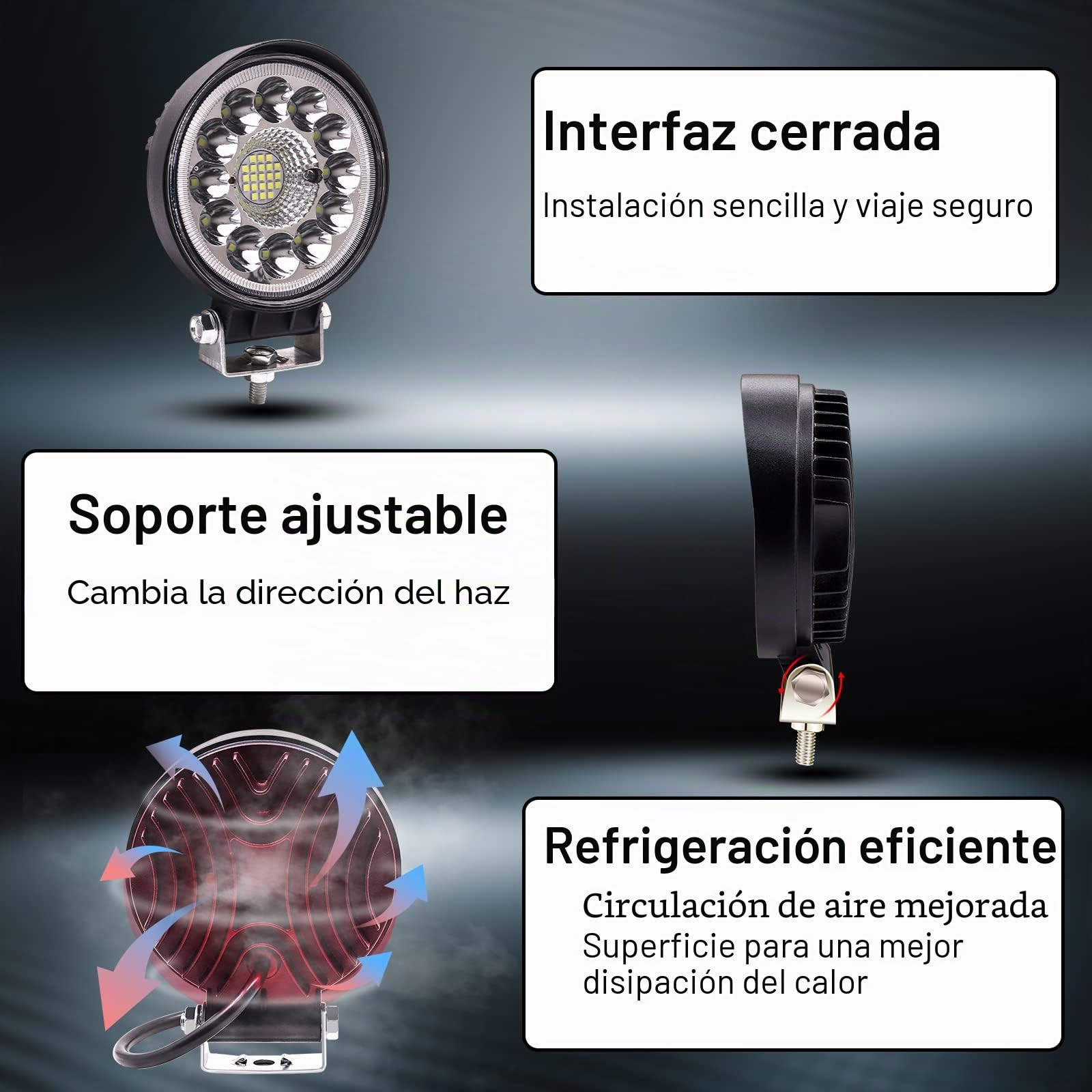 Luces de trabajo LED redondas, 4.5 pulgadas, 99 W, luces LED todoterreno, luces antiniebla, luz de techo de conducción, haz combinado de inundación, 12 V, 24 V, UTV, carretilla elevadora