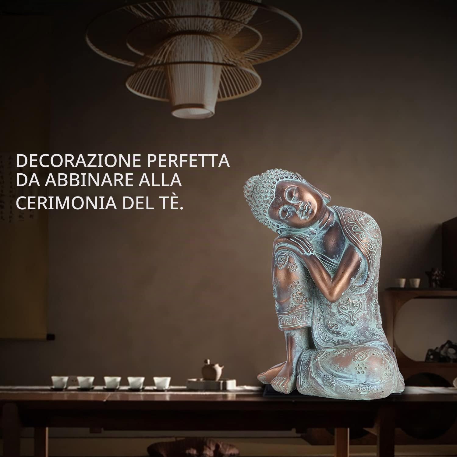 Buachois Statua di Zen Seduto,Statua Buddha Seduto,Decorazione Feng Shui in Resina,Decorazione in Stile Sudest Asiatico Statue di Buddha Scultura Dipinta a Mano Meditazione Decor