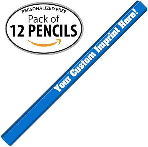 Miniatura 2 de Lápiz de carpintero personalizado azul brillante con tu nombre, logotipo o mensaje, paquete de 12 unidades, fabricado en Estados Unidos (azul
