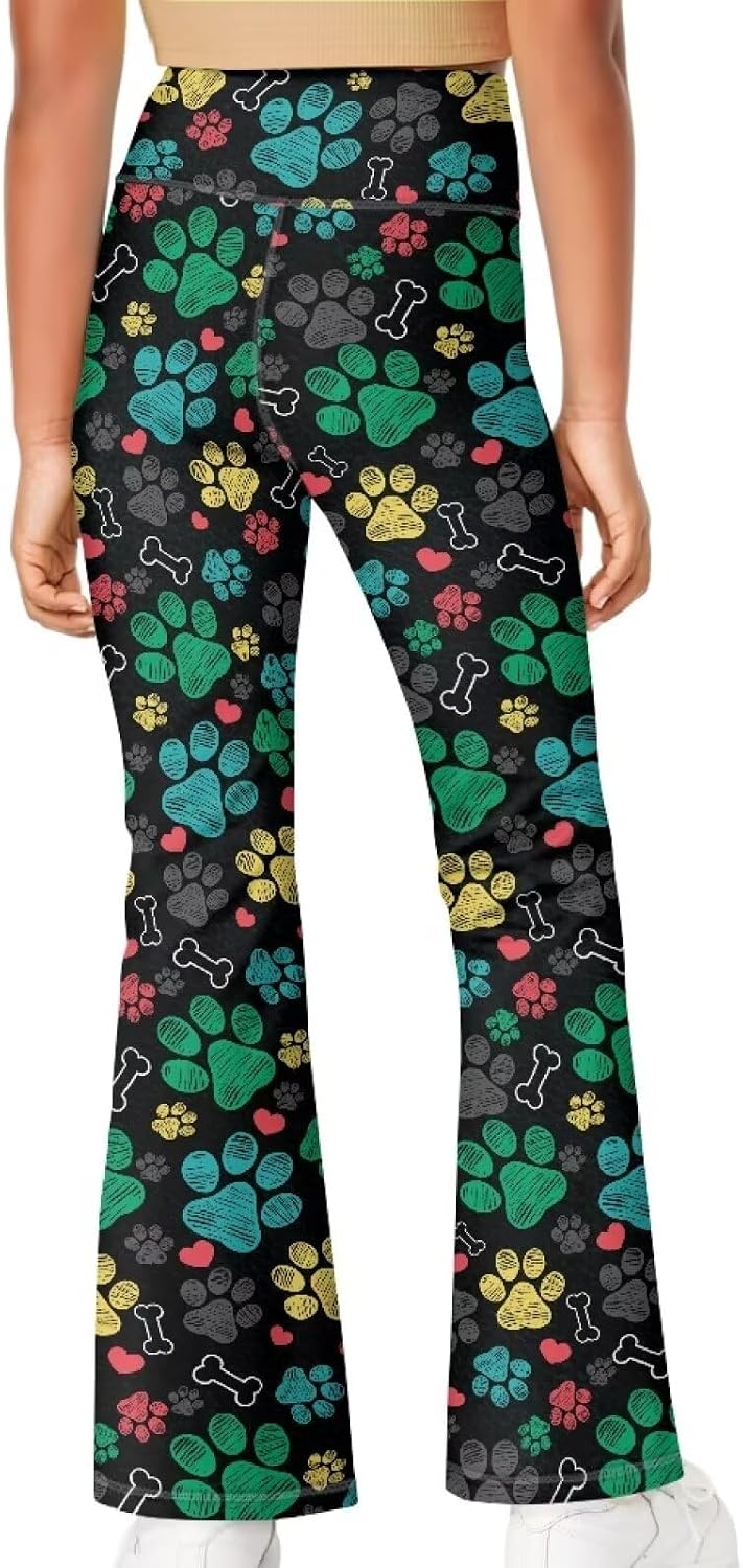 Bell Bottoms Leggings for Girls, High Waisted Yoga Pants for Kids, Smooth Active Pants for Daily (5-14 Years)