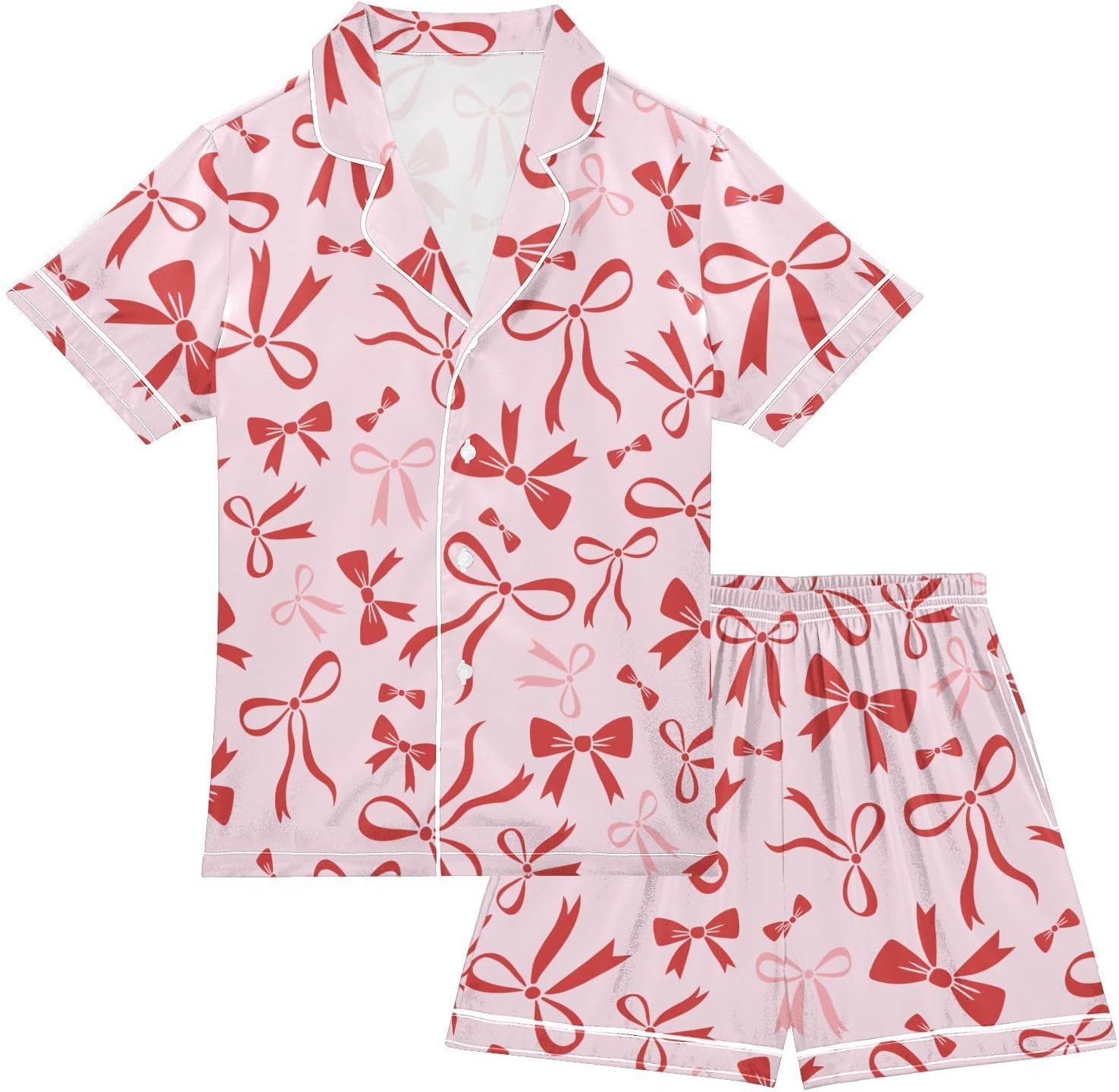Leopard Pink Summer Pajamas Shorts Set Purple Satin PJ Sets for Pj