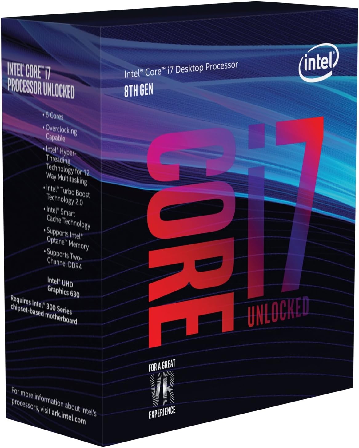 Core i7-8700K Desktop Processor 6 Cores up to 4.7GHz Turbo Unlocked LGA1151 300 Series 95W