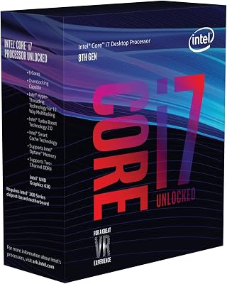 Intel Core i7-8700K Desktop Processor 6 Cores up to 4.7GHz Turbo Unlocked LGA1151 300 Series 95W