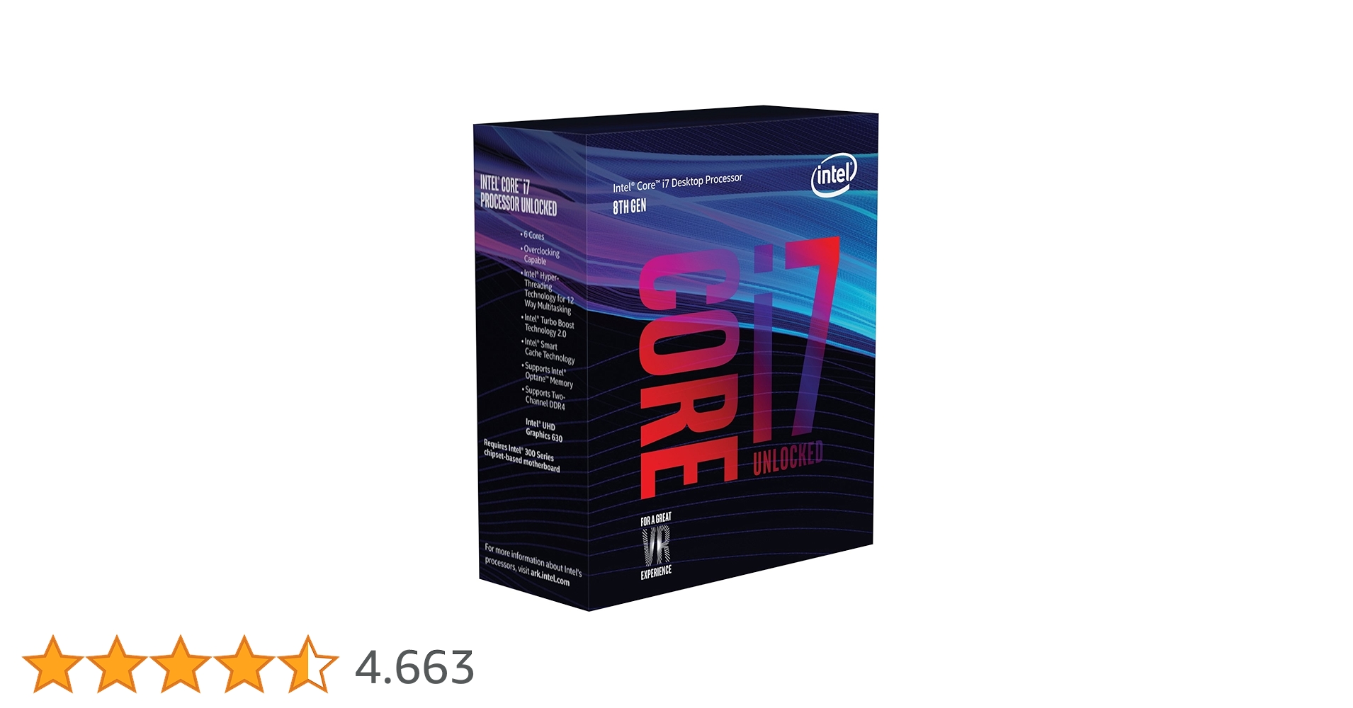 Intel Processador Core i7-8700K Desktop 6 núcleos até 4,7GHz Turbo
