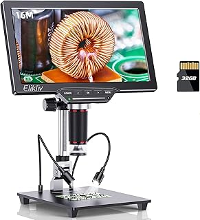 Elikliv EDM202 10.1" HDMI LCD Digital Microscope, 16MP Coin Microscope with Screen for Adults, Professional Soldering Video Microscope, TV/Windows/Mac Compatible