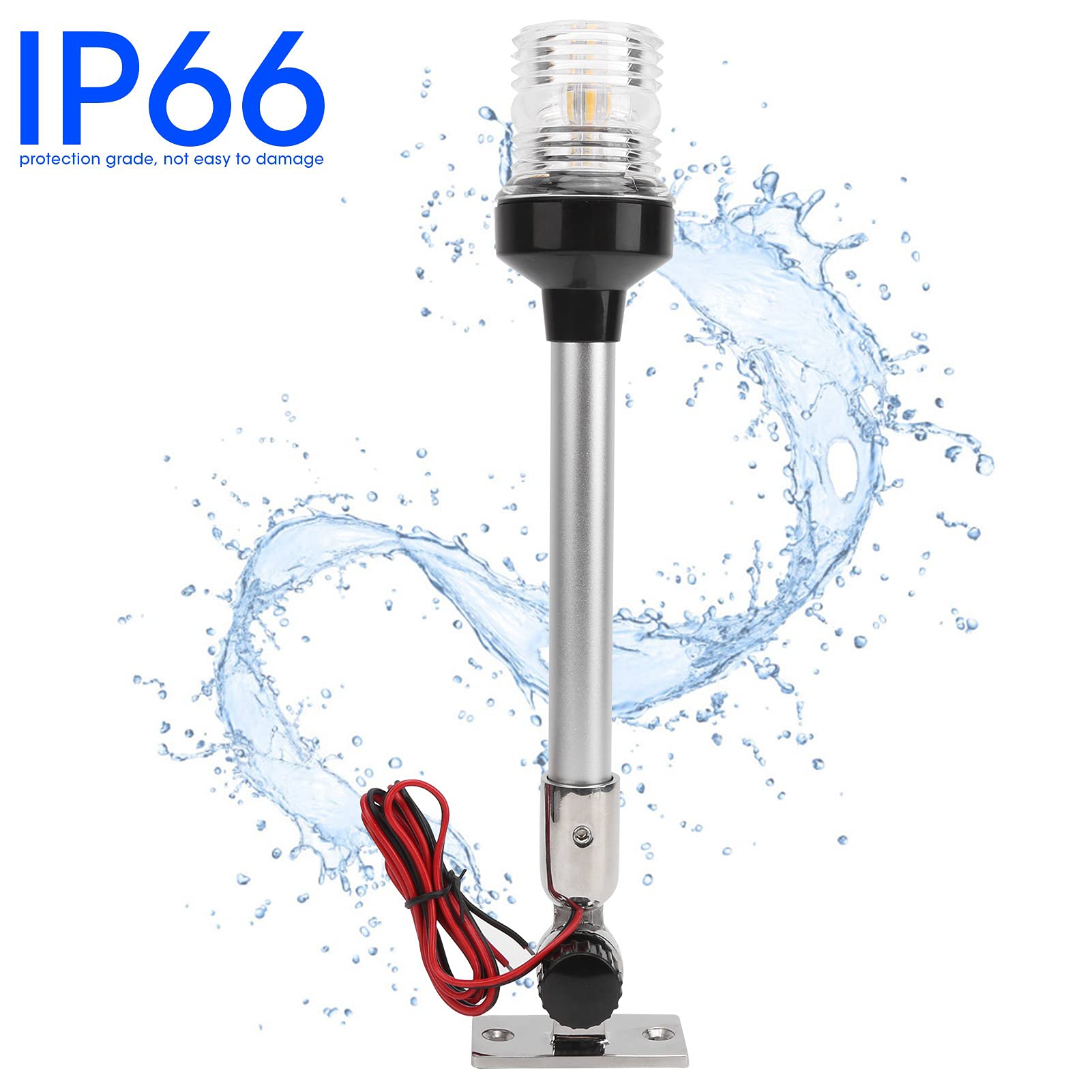 Akozon Lampada di Segnalazione a Vela Rotonda con Luce di Navigazione a LED per Yacht per Barche Marine Illuminazione a 360° a Tutto Tondo