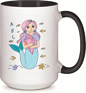 Gift for School Students Mermaid with Backpack Design 11oz 15oz Inner Color Accent Mug