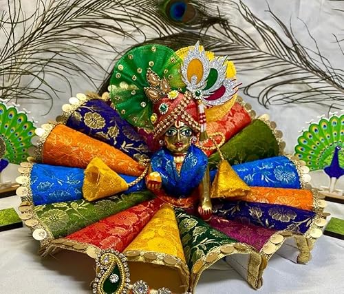 Laddu Gopal Dress & Accessories Set Poshak – Premium Handmade Designer 3D-Multicolor...