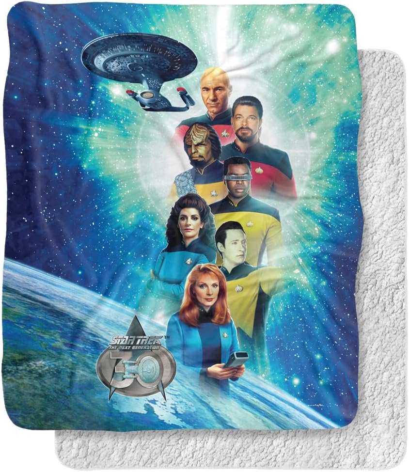 Star Trek Blanket, 50"x60", 30 Crew Silky Touch Sherpa Back