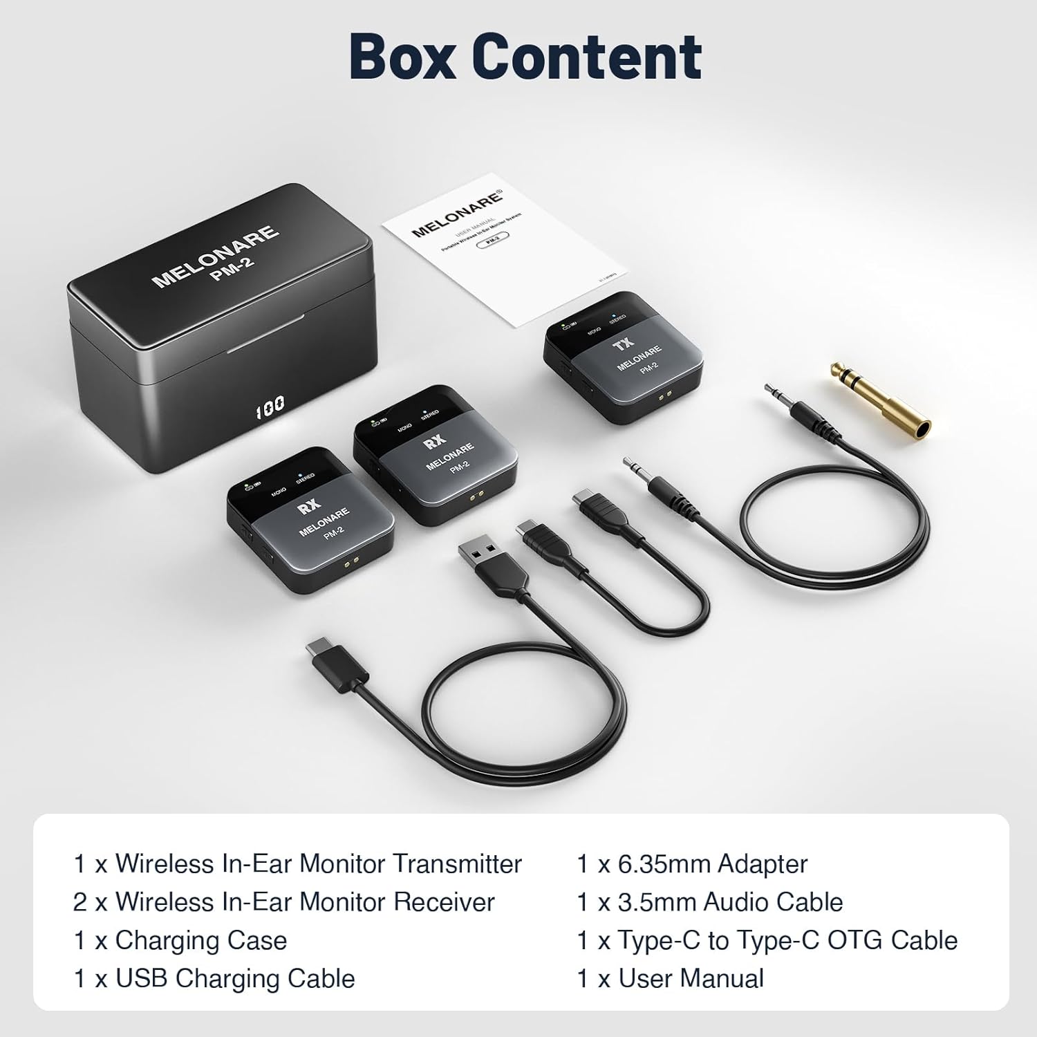Illustration of the 150ft wireless range and instant auto-pairing feature of the MELONARE PM-2 system.