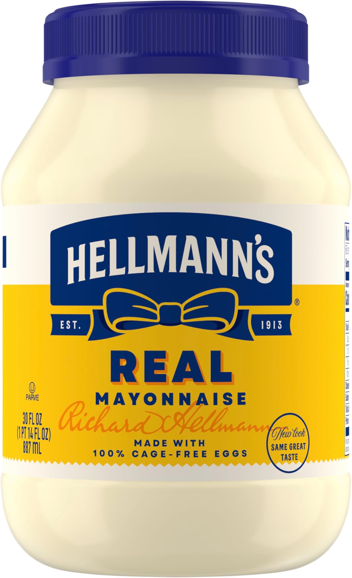 Hellmann's Real Mayonnaise 30oz, Mayo Jar, Sandwich Spread, Gluten Free 1PK | For sandwiches, dips, dressings and simple meals; gluten-free; Omega-3 ALA; 1 ct, 30 oz.