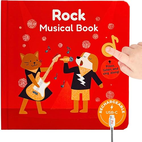 Cali's Books Libros de música rock para niños pequeños de 1 a 3 años – Libro de tablero de sonido con botón de canto para niños de 2 años, juguetes