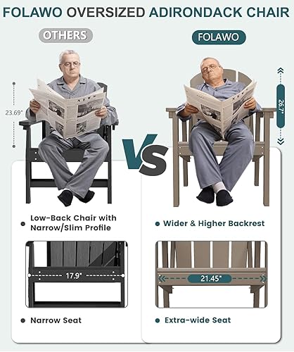 Miniatura 5 de Adirondack - Juego de 2 sillas Adirondack de polietileno de alta densidad para todo tipo de clima, sillas Adirondack de plástico de gran tamaño para