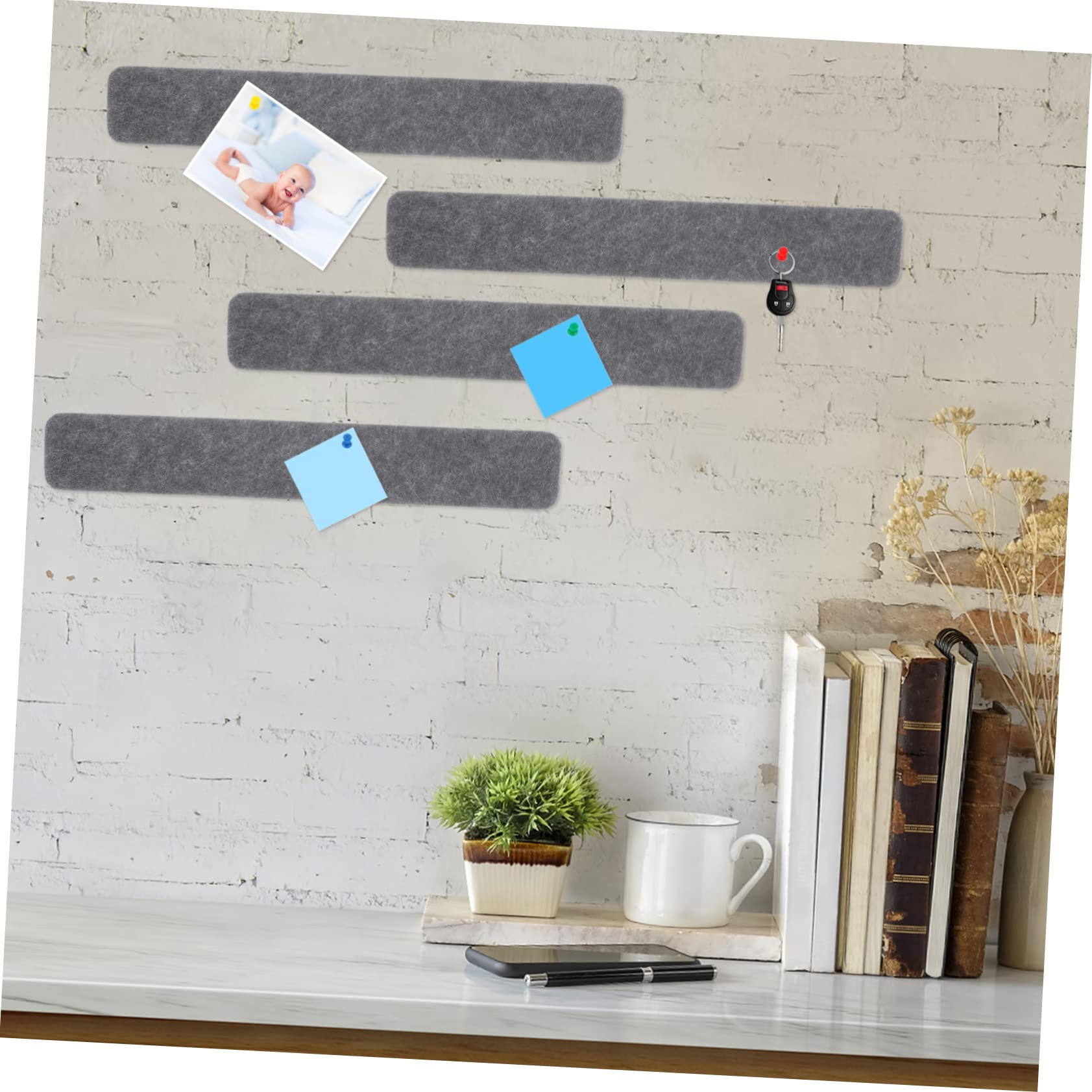 OFFSCH 8 Pcs Felt Bulletin Board Strips Adhesive Felt Memo Board Push Craft Display