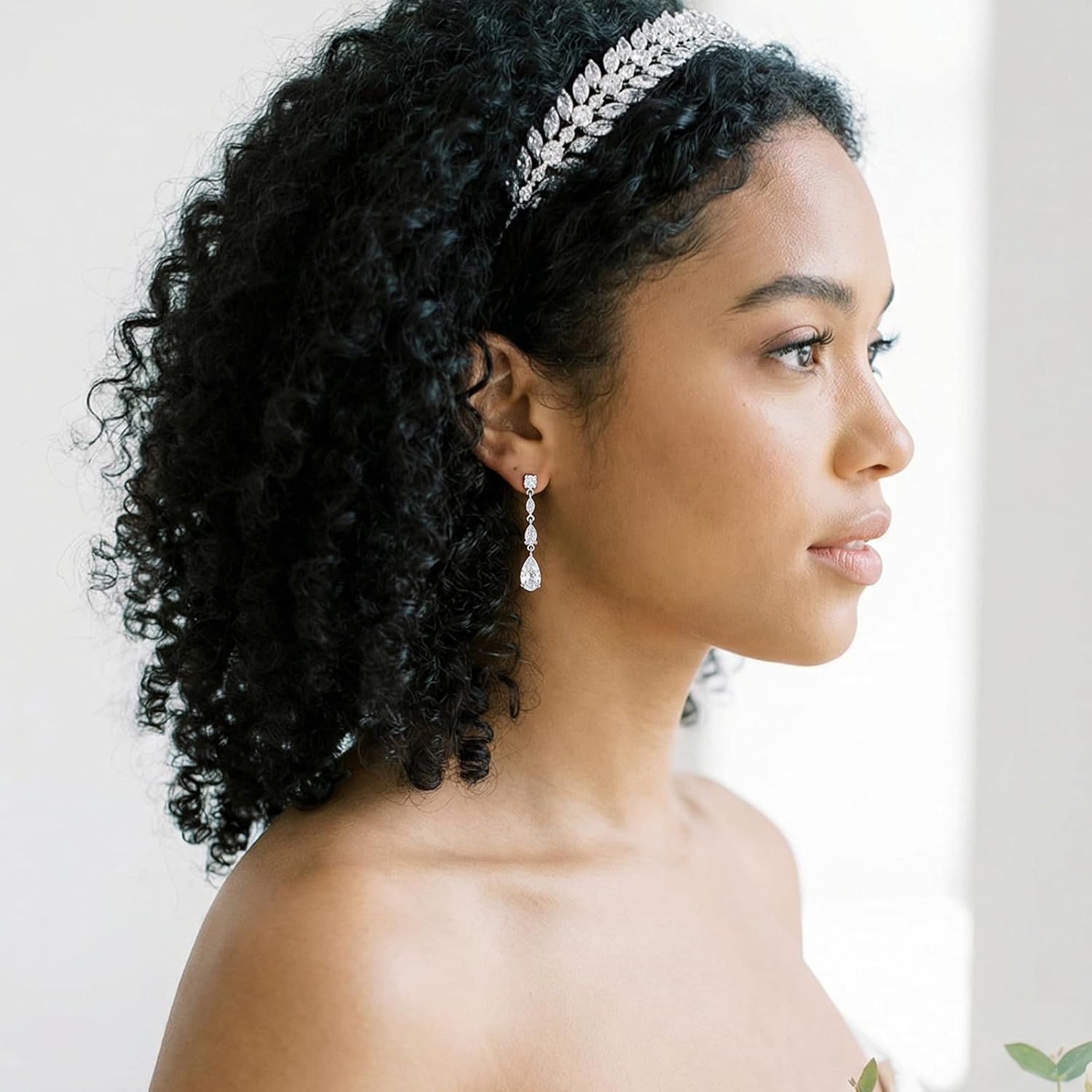 SWEETV Cubic Zirconia Dangle Earrings for Women, Teardrop Bridal Earrings for Wedding, Brides, Bridesmaids, Pear Shaped Drop Earrings for Women Prom Formal Party, Silver