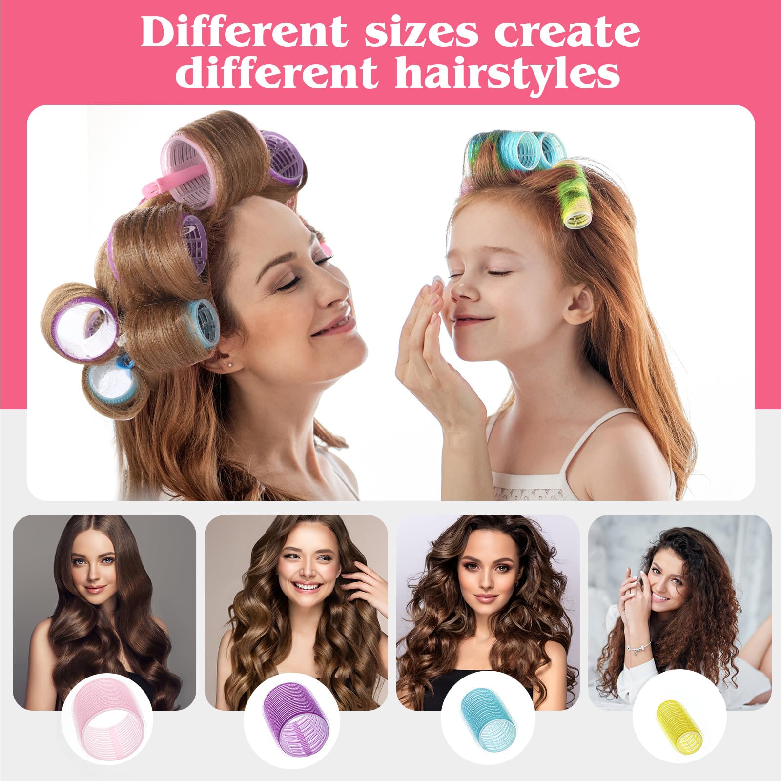 Amazon.com : 4 Sizes Self-Grip Hair Rollers Set - 50 Pcs  display picture 3