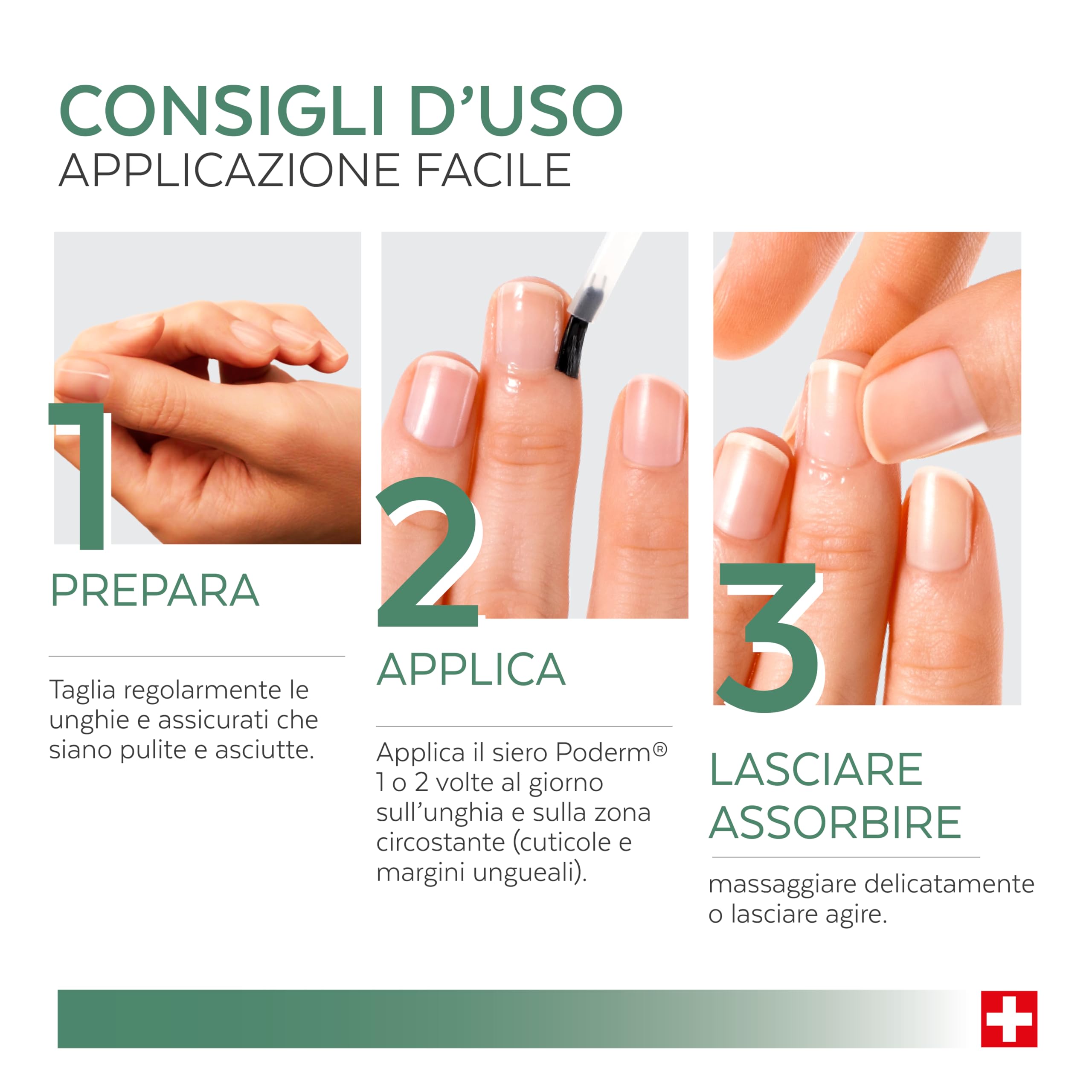 PODERM - UNGHIE CHE SI SPEZZANO, RIGATE, INFRAGILITE | Trattamento alle piante riparatrici, fortificanti, rivitalizzanti, nutrienti |Professionale mani/piedi | Facile & rapido | Swiss Made