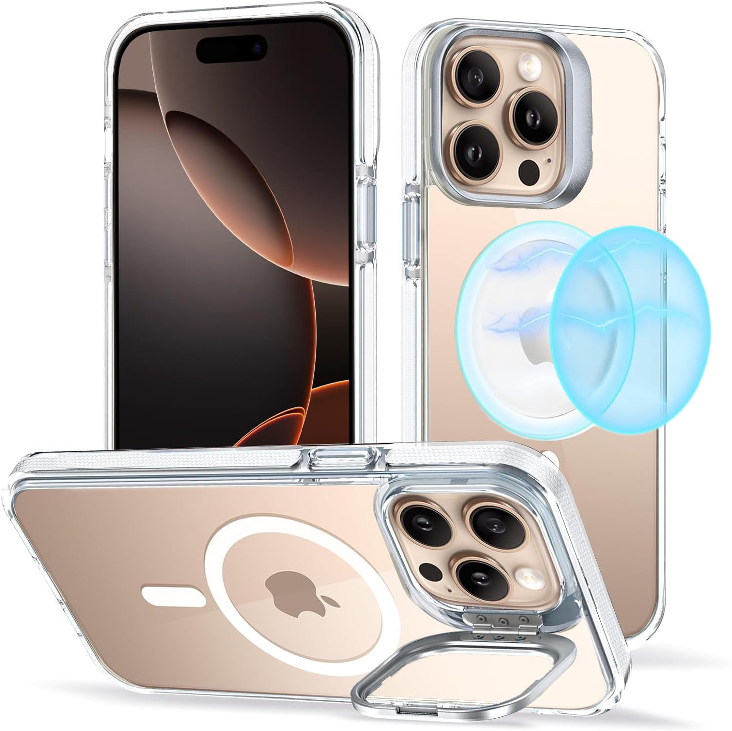 Elzzi Classic Series iPhone 16 Pro Max Case Compatible with MagSafe Built-in Camera Stand Phone Cover Transparent Military-Grade Protective Drop Protection Non Yellowing Hard PC +TPU, White (B0DG63BRWH) Amazon Price History, Amazon Price Tracker