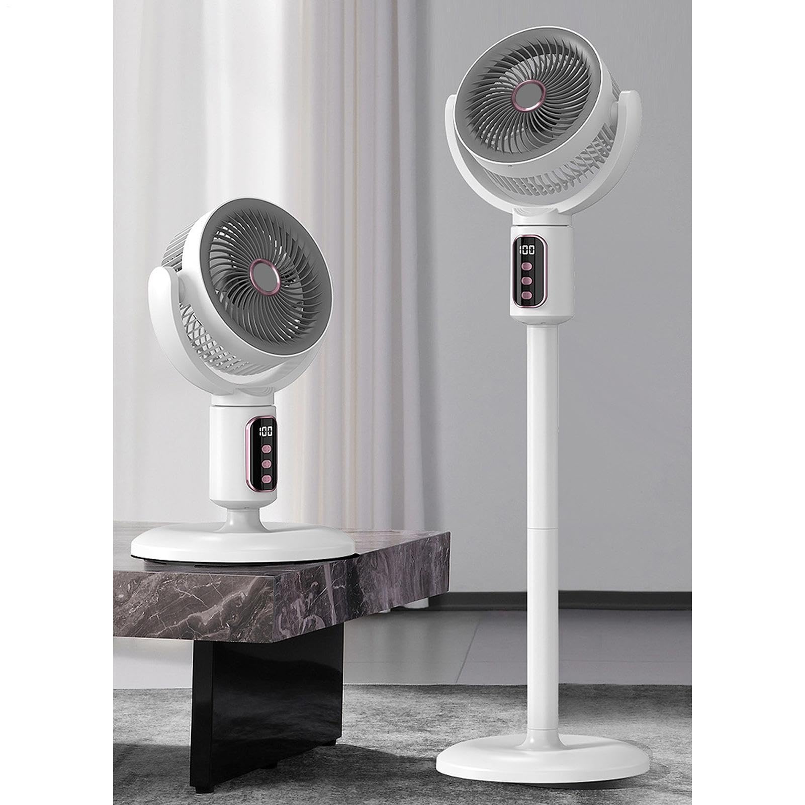 Ventilador De Pie Con Mando A Distancia Batería de 4000 mAh, 5 velocidades | Ventilador Circulador De Aire Para Residentes Inquilinos Oficina En Casa Dormitorio Estudio A