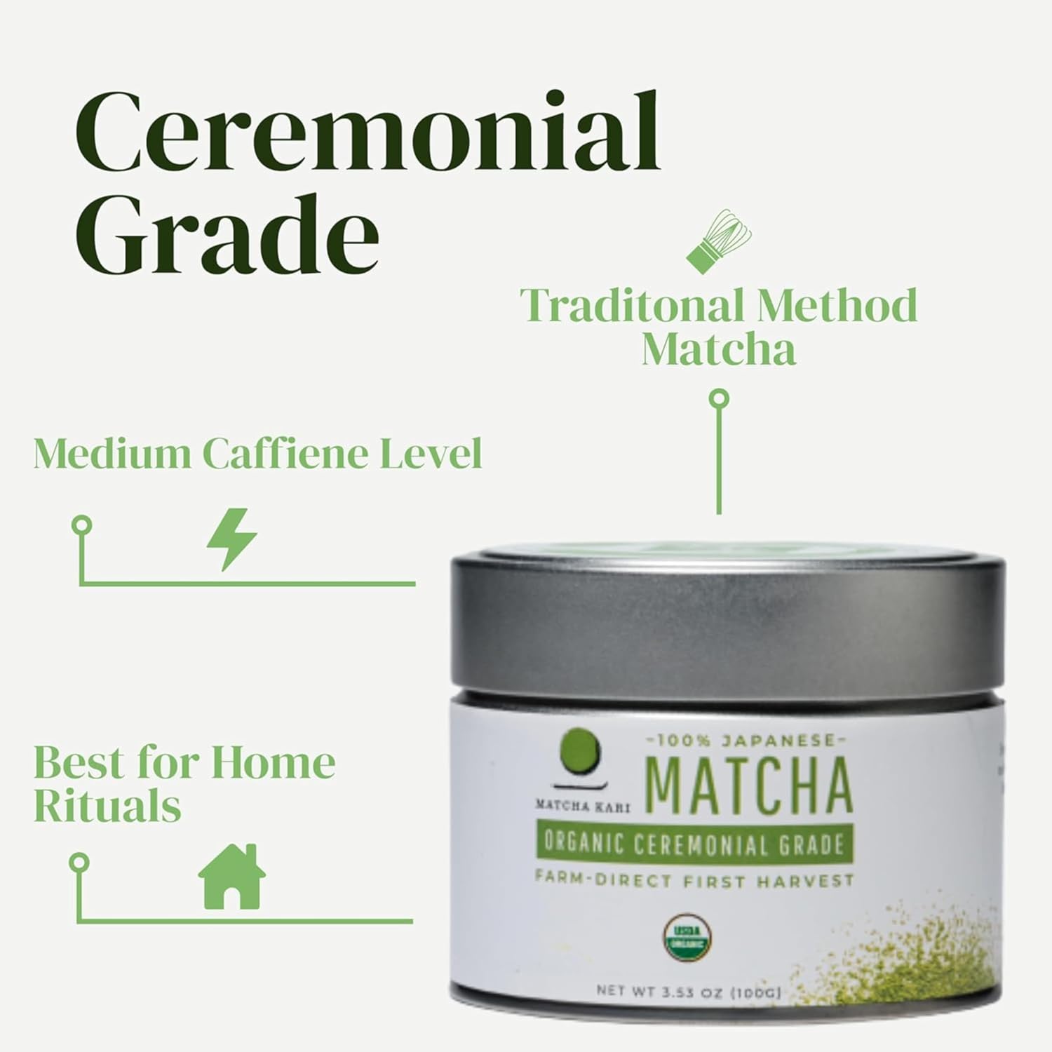 Dr. Weil Matcha Kari - Organic Matcha Green Tea Powder - 50 grams - Japanese Ceremonial Grade