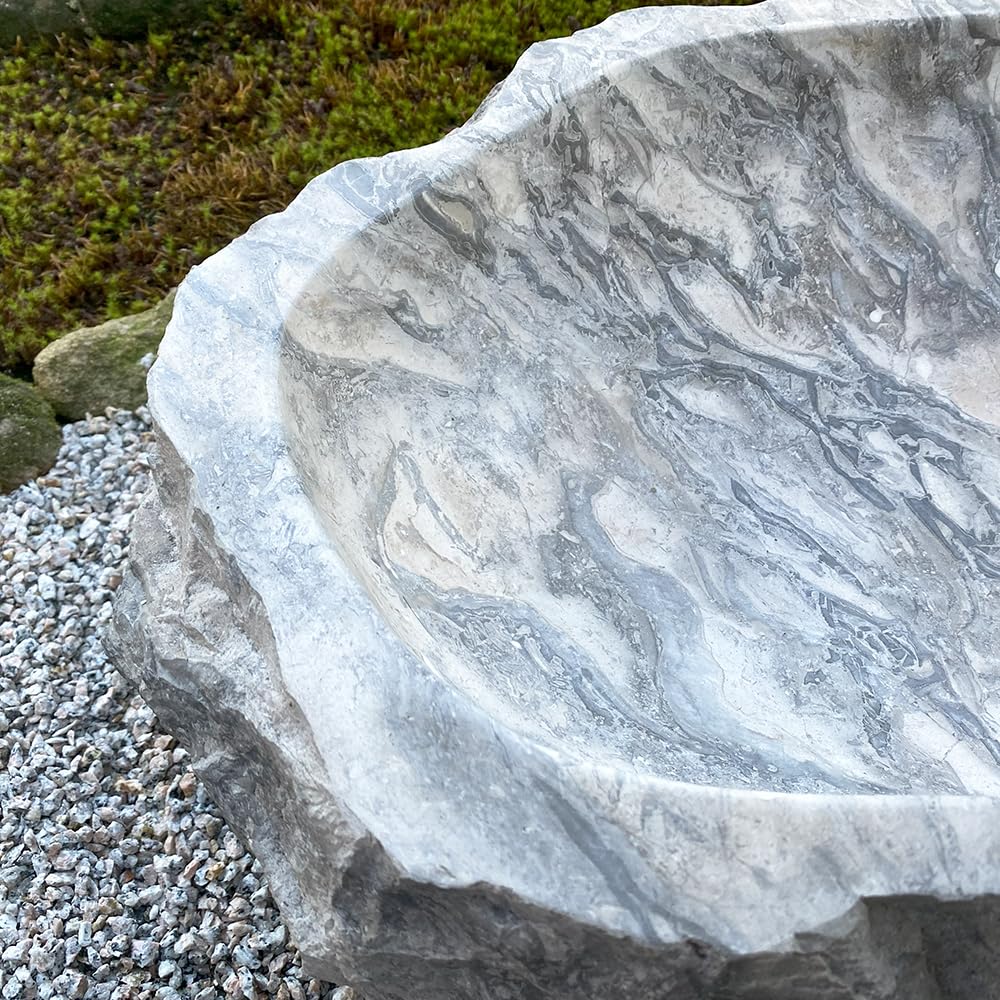 Amazon.co.jp: 大理石 つくばい 手水鉢 石 睡蓮鉢 大型 おしゃれ B