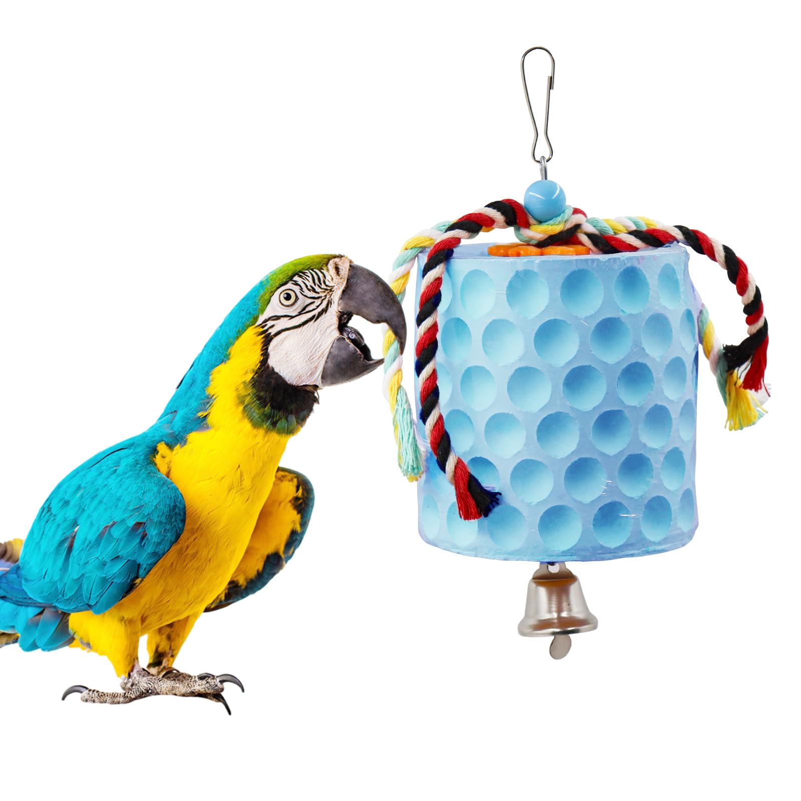Extra Large Bird Chewing Toy, Parrot Beak Grinding Calcium Stone with Bells, Bird Cage Accessories, Cage Toys for Cockatiel Parakeet Parrot Budgies Rat Hamster Chinchilla Rabbit Bunny African Grey